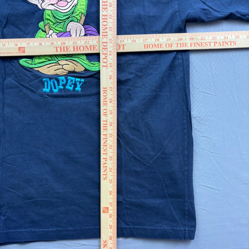 Vintage Disney Store Dopey Embroidered T-Shirt Navy Blue Mens XL Snow White 90s - Picture 6 of 6